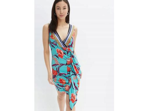 B.P.C sukienka wzorzysta dżersejowa z marszczeniem 36/38.