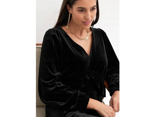 B.P.C sukienka aksamitna czarna długi rękaw ^44/46