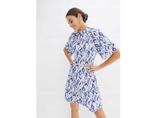 B.P.C sukienka wzorzysta ze stójką falbanki r.40/42