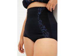 B.P.C majtki figi maxi shape czarne z kolorowÄ… koronkÄ… wysoki stan 38.
