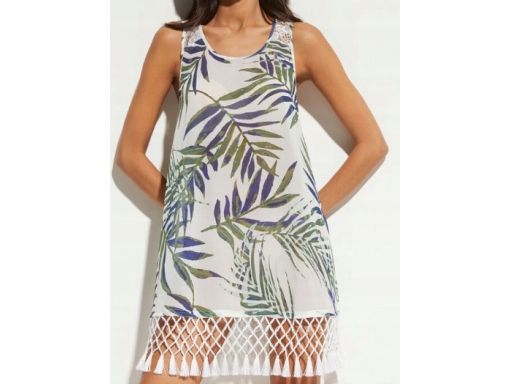 B.P.C sukienka plażowa z frędzlami i nadrukiem ^36