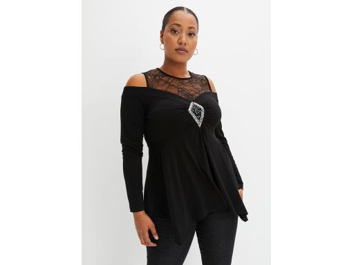 B.P.C bluzka odkryte ramiona czarna z aplikacją ^36/38