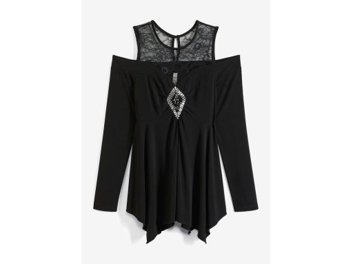 B.P.C bluzka odkryte ramiona czarna z aplikacją ^36/38