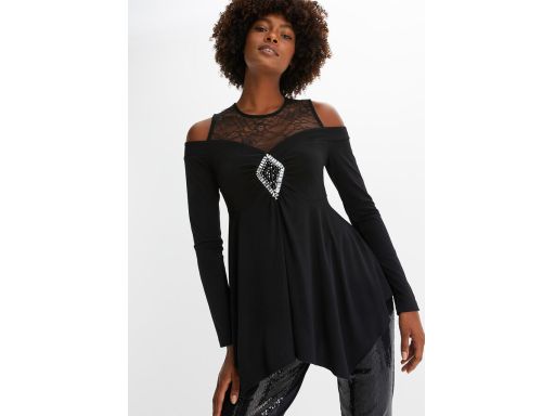 B.P.C bluzka odkryte ramiona czarna z aplikacją ^36/38