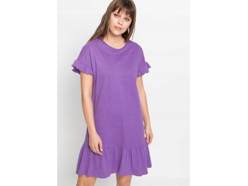 B.P.C fioletowa sukienka z falbankami bawełna 32/34.