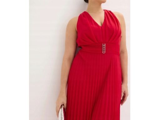 B.P.C sukienka plisowana szyfonowa czerwona długa ^42