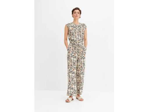 B.P.C kombinezon z lekkiej krepy beżowy we wzory zebry ^48