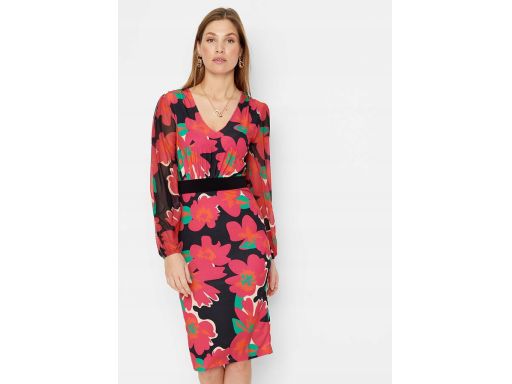 B.P.C sukienka w kwiaty z siateczkowymi rękawami ^36/38