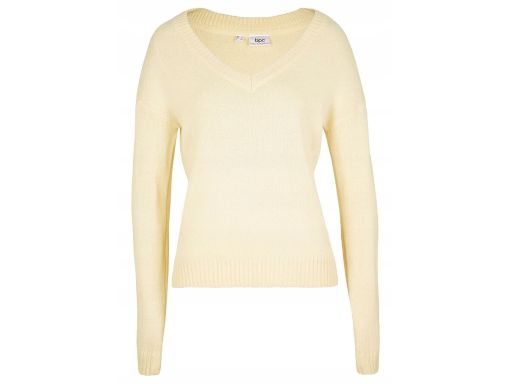 AF2228 beżowy sweter w serek ^44/46