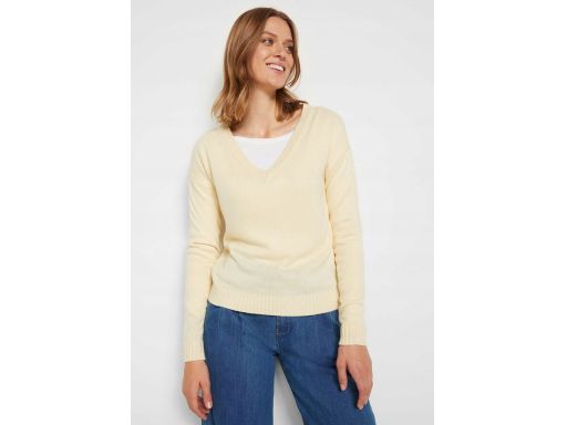 AF2228 beżowy sweter w serek ^44/46