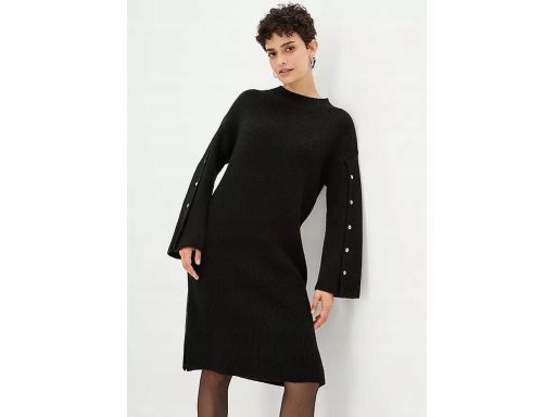 B.P.C sukienka czarna dzianinowa z szerokimi rękawami ^36/38