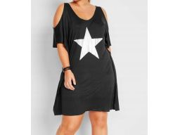 B.P.C sukienka tunika plażowa czarna z gwiazdą odkryte ramiona ^52/54
