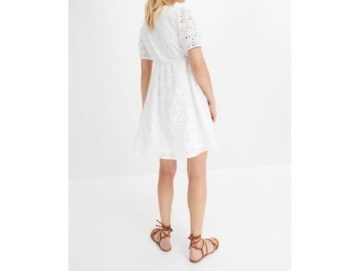 B.P.C biała bawełniana sukienka z ażurowym haftem r.38
