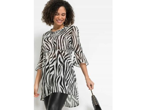 B.P.C bluzka dłuższa czarno-biała szyfonowa w zebrę 38.