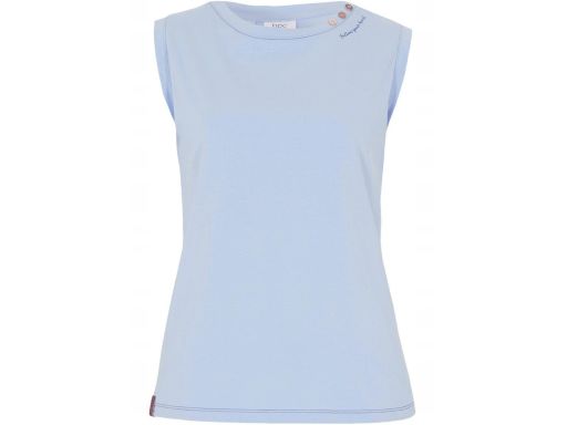 B.P.C top niebieski z guziczkami przy dekolcie 40/42.