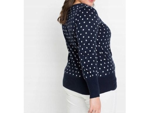 B.P.C sweter świąteczny granatowy w groszki z cekinami ^52/54