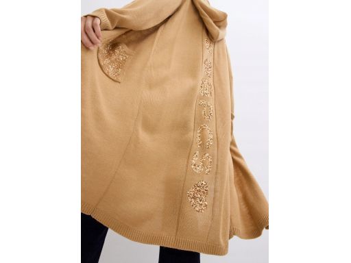 B.P.C beżowy długi sweter płaszcz dzianinowy bez zapięcia z cekinami 3