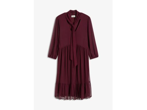 B.P.C sukienka bordowa z siateczki z krawatką r.48/50