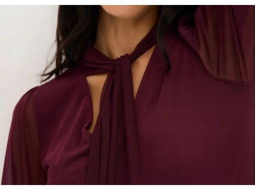 B.P.C sukienka bordowa z siateczki z krawatką r.48/50