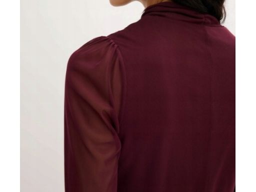 B.P.C sukienka bordowa z siateczki z krawatką r.48/50