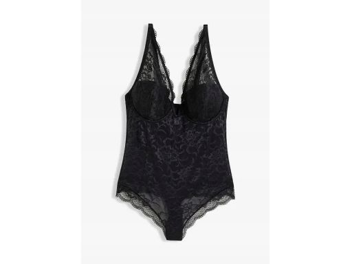 B.P.C body czarne ze stringami usztywniane miseczki koronkowe ^90C