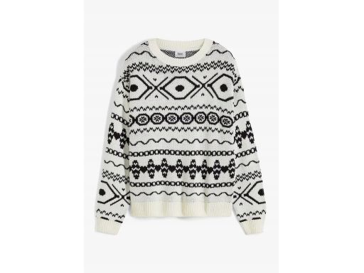 B.P.C sweter śmietankowy z czarnym norweskim wzorem ^40/42