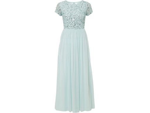 B.P.C długa sukienka miętowa tiulowa z cekinami 36.