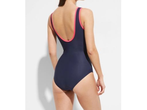 B.P.C kostium kąpielowy granatowy z neonowym wykończeniem z zamkiem 44