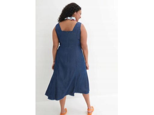 B.P.C sukienka jeansowa midi z postrzępionym dołem ^48