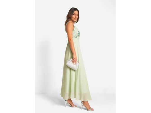 B.P.C sukienka szyfonowa długa z cekinami miętowa 38.