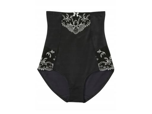 B.P.C. majtki figi panty shape wysoka talia czarne z białym haftem 36.