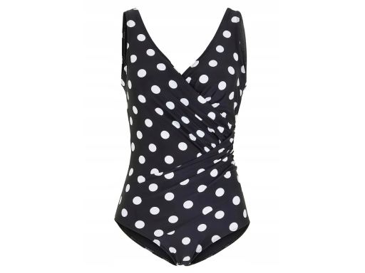 B.P.C kostium kąpielowy z efektem założenia kopertowego w groszki 50.