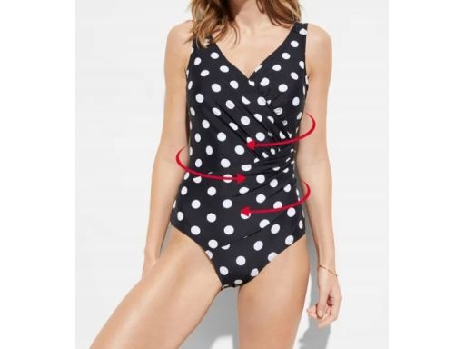 B.P.C kostium kąpielowy z efektem założenia kopertowego w groszki 50.