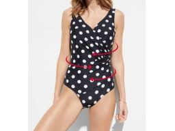 B.P.C kostium kąpielowy z efektem założenia kopertowego w groszki 50.