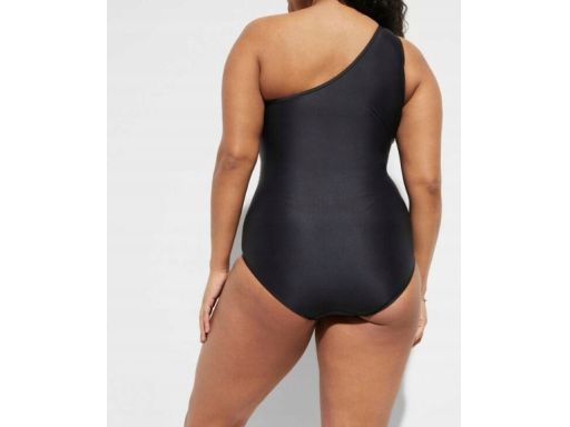 B.P.C kostium kąpielowy asymetryczny czarny na jedno ramię z siateczką