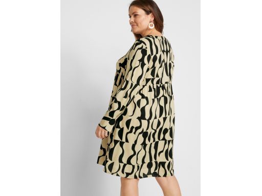 B.P.C sukienka szmizjerka beżowo- czarna we wzory ^42