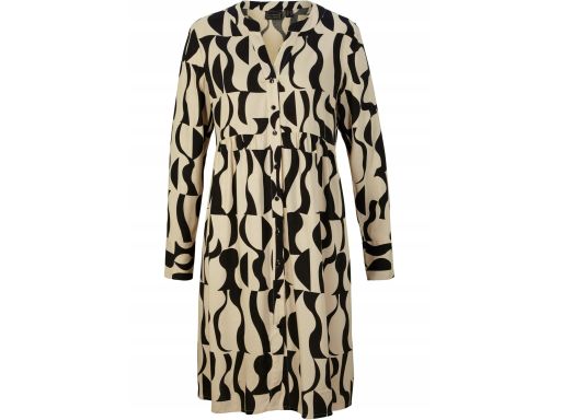 B.P.C sukienka szmizjerka beżowo- czarna we wzory ^42