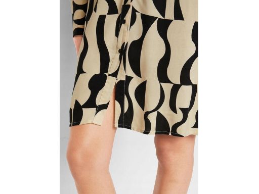 B.P.C sukienka szmizjerka beżowo- czarna we wzory ^42