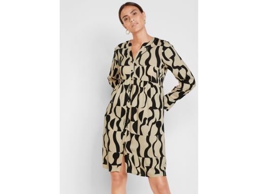 B.P.C sukienka szmizjerka beżowo- czarna we wzory ^42