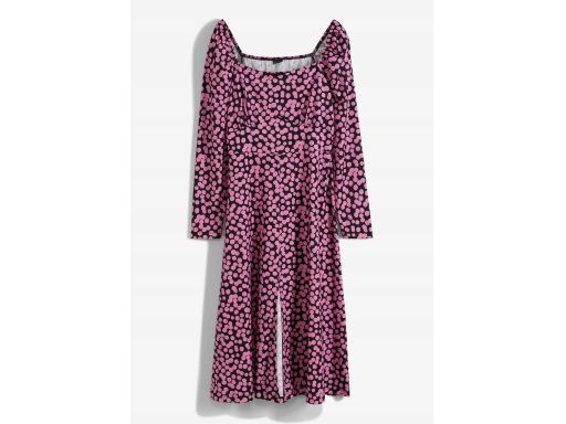 B.P.C sukienka wzorzysta midi czarno-różowa r.40/42