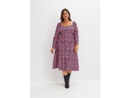 B.P.C sukienka wzorzysta midi czarno-różowa r.40/42