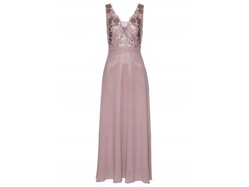 B.P.C sukienka szyfonowa długa pudrowy róż z cekinami 36.