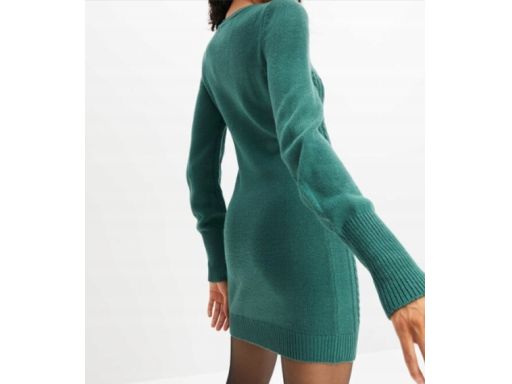 B.P.C sukienka dzianinowa ciemna zieleń z wycięciem ^40/42