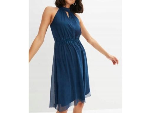 B.P.C sukienka z siateczki z koronką morska r.40/42