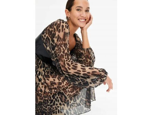 B.P.C sukienka siatkowa w cętki ze wstawkami eko skóry 40/42.