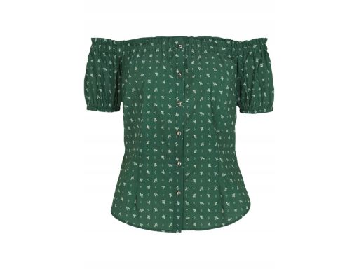 B.P.C zielona bluzka carmen z nadrukiem 44.