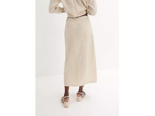 B.P.C lniana spódnica midi jasnobeżowa ^54
