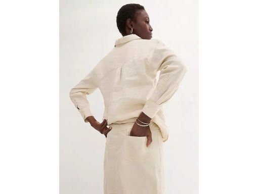 B.P.C lniana spódnica midi jasnobeżowa ^54