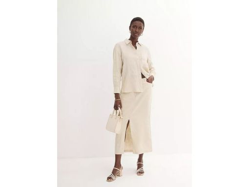 B.P.C lniana spódnica midi jasnobeżowa ^54
