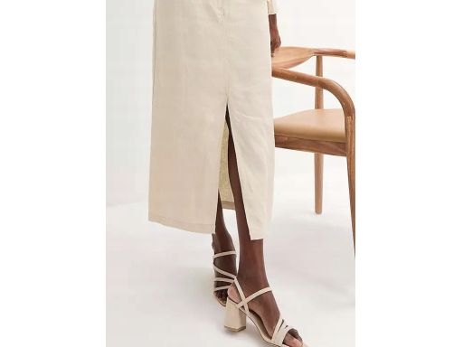 B.P.C lniana spódnica midi jasnobeżowa ^54